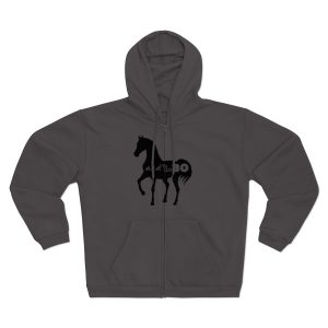 Sudadera capucha con cremallera premium - Antracita - Camiseta unisex Cavall Alegre Sant Joan «Ara va de bo»