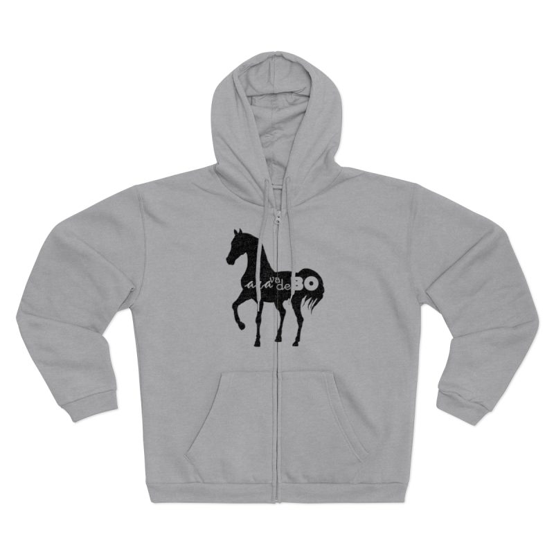 Sudadera capucha con cremallera premium - Gris jaspeado claro - Camiseta unisex Cavall Alegre Sant Joan «Ara va de bo»