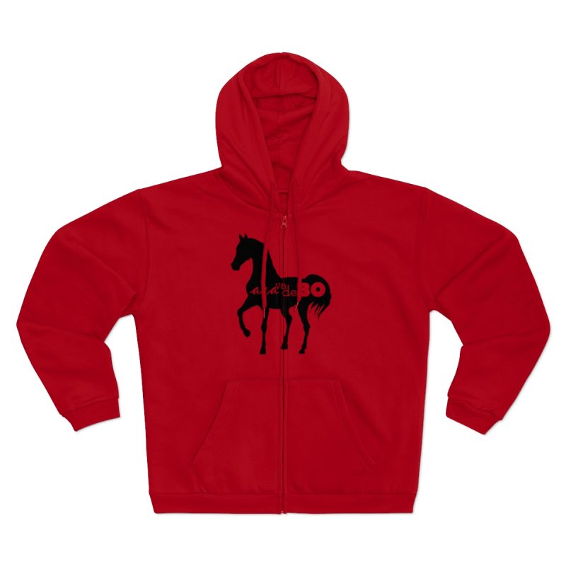 Sudadera capucha con cremallera premium - Rojo - Camiseta unisex Cavall Alegre Sant Joan «Ara va de bo»