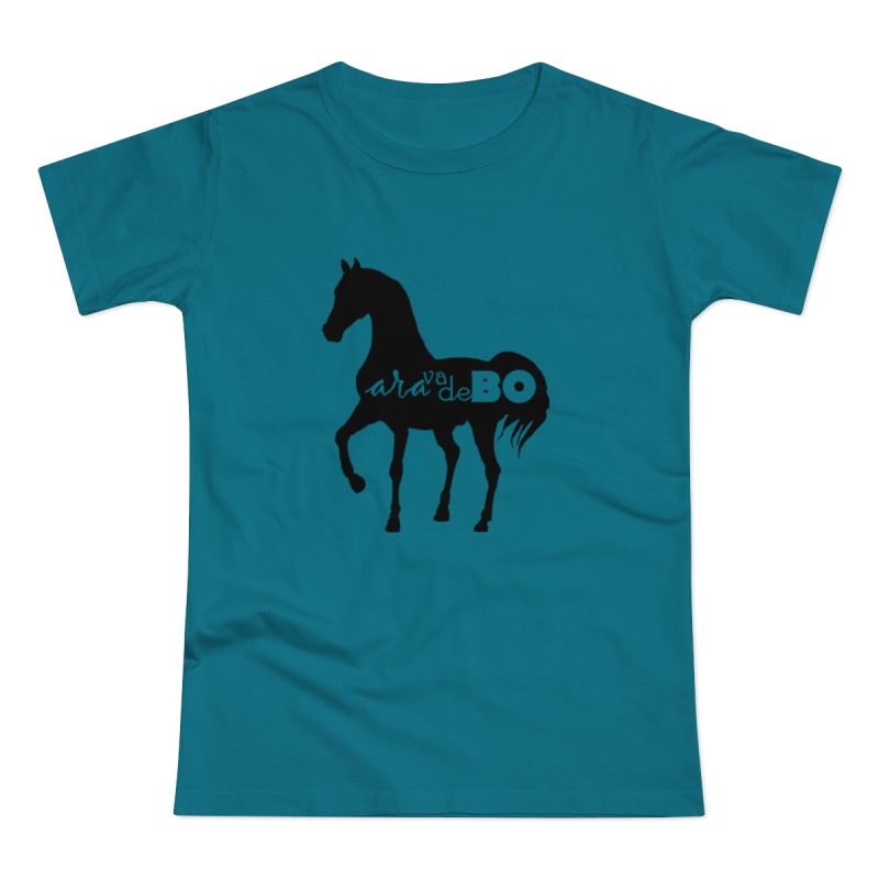 Camiseta mujer punto liso - Azul diva - Camiseta unisex Cavall Alegre Sant Joan «Ara va de bo»