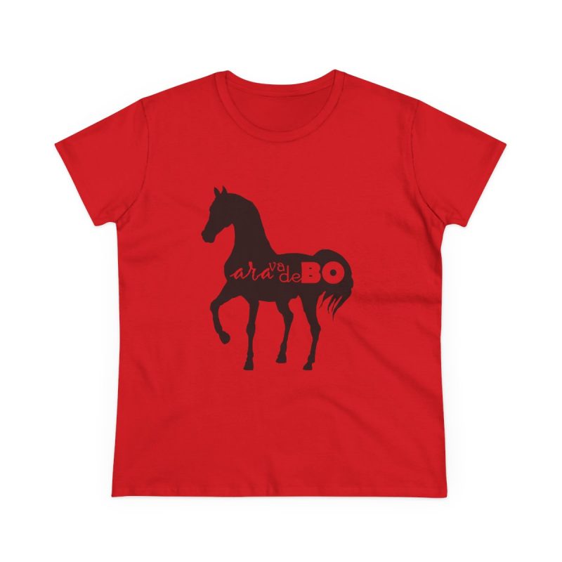 Camiseta mujer algodon medio - Rojo - Camiseta unisex Cavall Alegre Sant Joan «Ara va de bo»