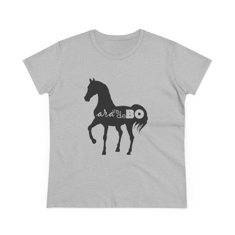 Camiseta mujer algodon medio - Gris deportivo - Camiseta unisex Cavall Alegre Sant Joan «Ara va de bo»