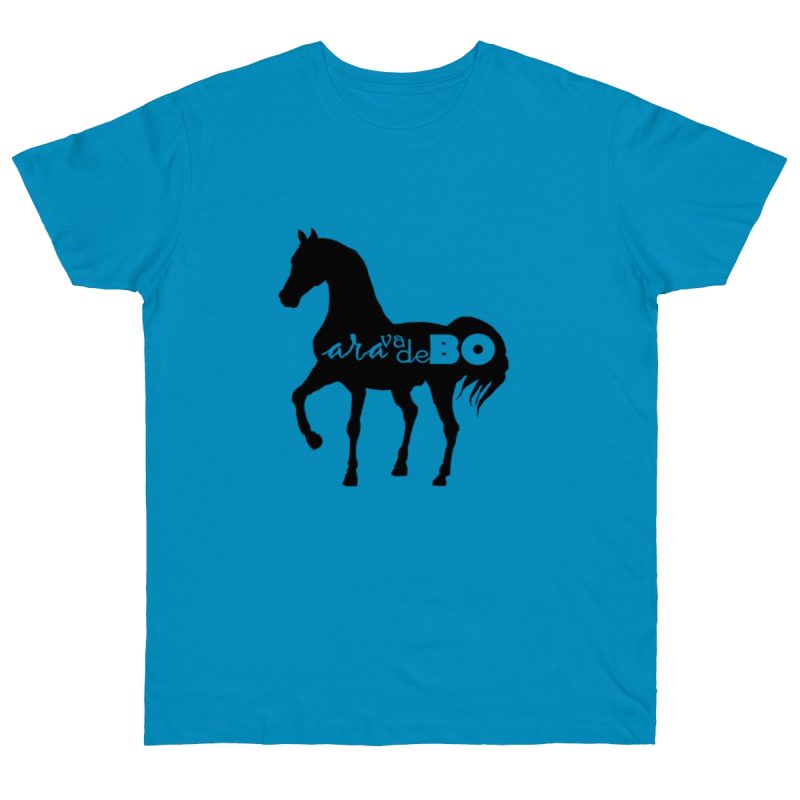 Camiseta punto liso - Azul atolon - Camiseta unisex Cavall Alegre Sant Joan «Ara va de bo»