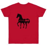 Camiseta punto liso - Rojo profundo - Camiseta unisex Cavall Alegre Sant Joan «Ara va de bo»