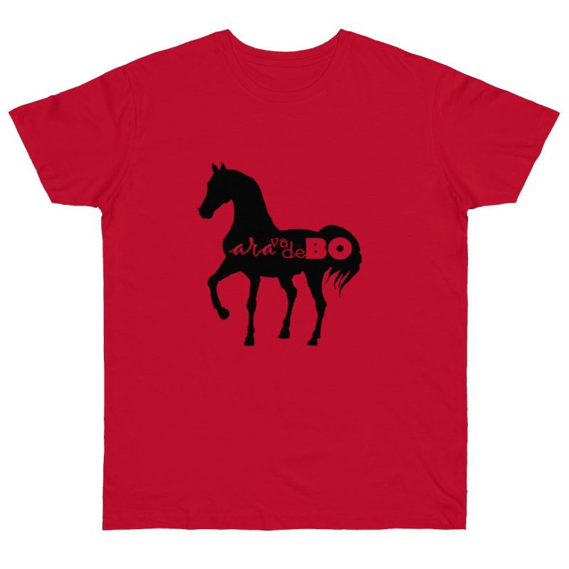 Camiseta punto liso - Rojo profundo - Camiseta unisex Cavall Alegre Sant Joan «Ara va de bo»