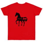 Camiseta punto liso - Rojo fuego - Camiseta unisex Cavall Alegre Sant Joan «Ara va de bo»