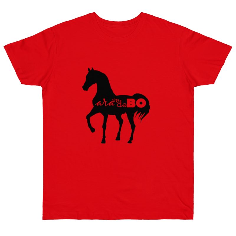 Camiseta punto liso - Rojo fuego - Camiseta unisex Cavall Alegre Sant Joan «Ara va de bo»