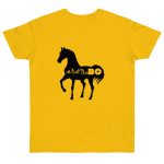 Camiseta punto liso - Amarillo dorado - Camiseta unisex Cavall Alegre Sant Joan «Ara va de bo»