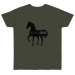 Camiseta punto liso - Caqui urbano - Camiseta unisex Cavall Alegre Sant Joan «Ara va de bo»
