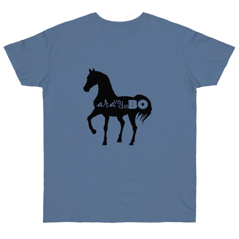 Camiseta punto liso - Azul vaquero - Camiseta unisex Cavall Alegre Sant Joan «Ara va de bo»