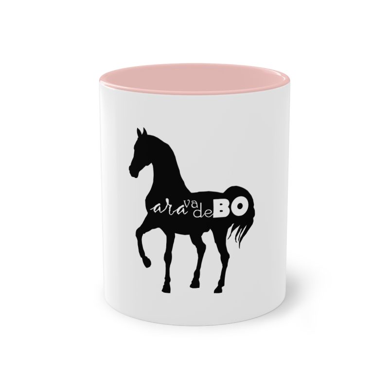 Taza bicolor - Rosa - Camiseta unisex Cavall Alegre Sant Joan «Ara va de bo»