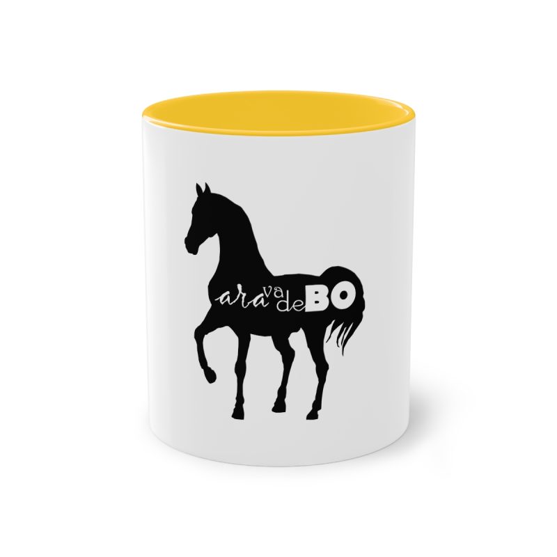 Taza bicolor - Amarillo dorado - Camiseta unisex Cavall Alegre Sant Joan «Ara va de bo»