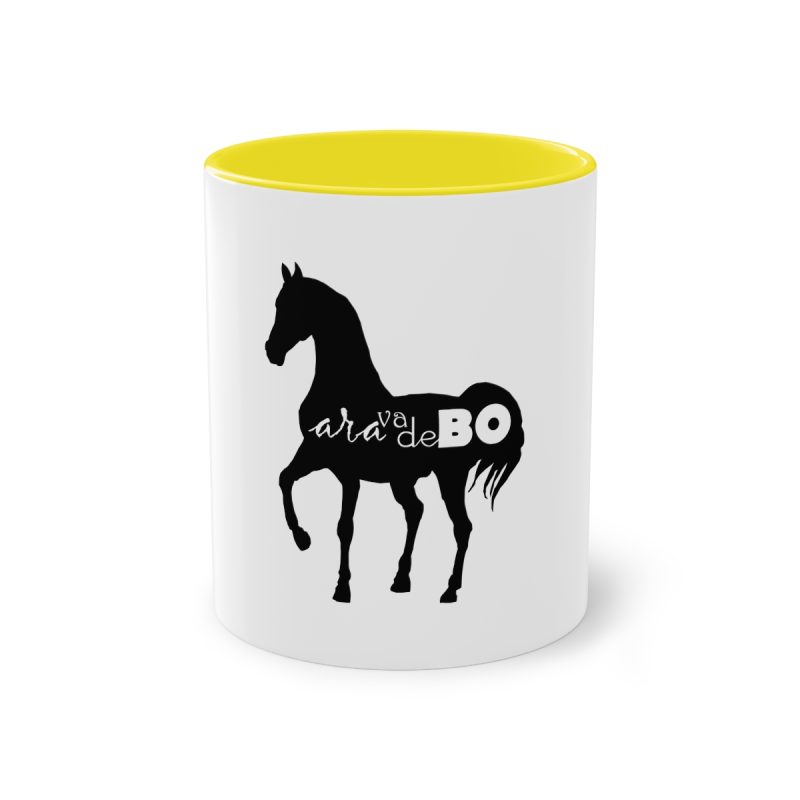 Taza bicolor - Amarillo - Camiseta unisex Cavall Alegre Sant Joan «Ara va de bo»