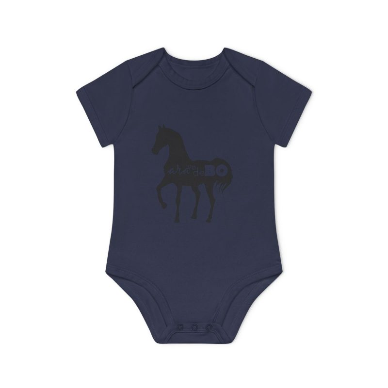 Body bebe manga corta organico - Azul marino nautico - Camiseta unisex Cavall Alegre Sant Joan «Ara va de bo»