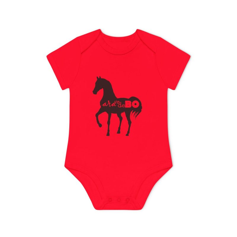 Body bebe manga corta organico - Rojo - Camiseta unisex Cavall Alegre Sant Joan «Ara va de bo»