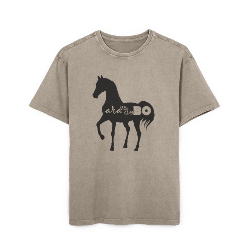 Camiseta oversize lavado acido - Caqui oscuro - Camiseta unisex Cavall Alegre Sant Joan «Ara va de bo»