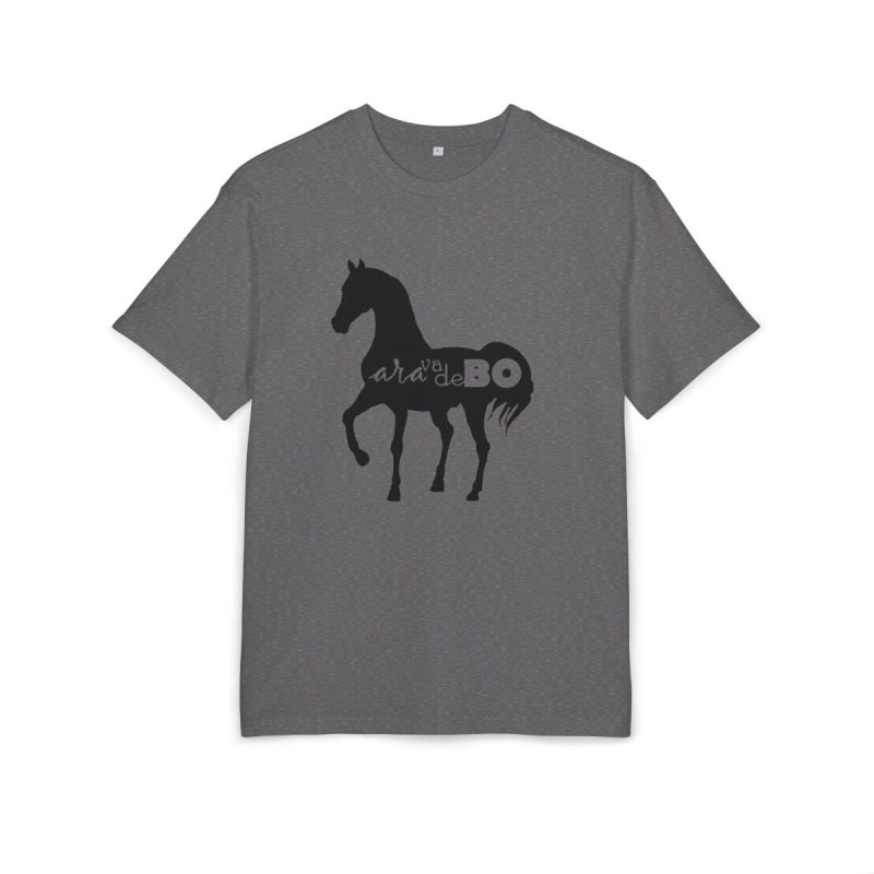 Camiseta oversize gruesa - Gris marengo jaspeado - Camiseta unisex Cavall Alegre Sant Joan «Ara va de bo»
