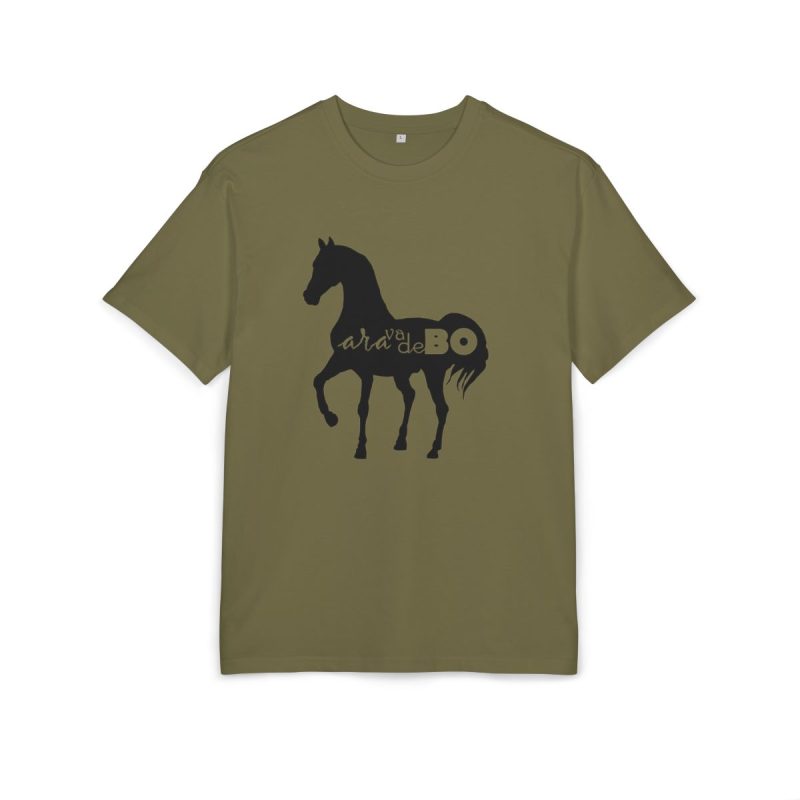 Camiseta oversize gruesa - Verde oliva - Camiseta unisex Cavall Alegre Sant Joan «Ara va de bo»