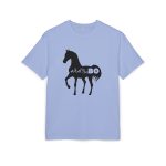 Camiseta oversize gruesa - Azul violeta - Camiseta unisex Cavall Alegre Sant Joan «Ara va de bo»