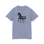 Camiseta lavado acido cuello redondo - Azul vintage - Camiseta unisex Cavall Alegre Sant Joan «Ara va de bo»