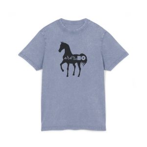 Camiseta lavado acido cuello redondo - Azul vintage - Camiseta unisex Cavall Alegre Sant Joan «Ara va de bo»