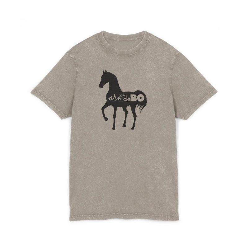 Camiseta lavado acido cuello redondo - Caqui oscuro - Camiseta unisex Cavall Alegre Sant Joan «Ara va de bo»