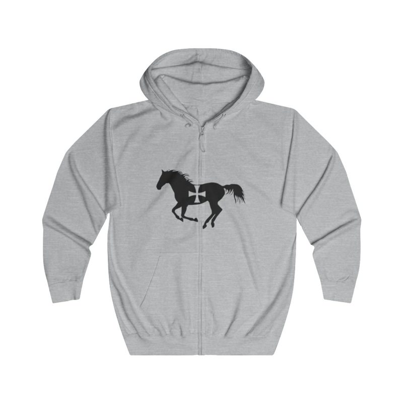Sudadera con capucha y cremallera - Gris jaspeado claro - Cavall de Sant Joan