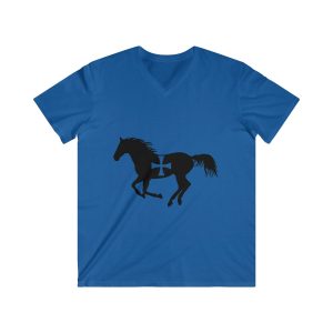 Camiseta hombre entallada cuello de pico - Azul royal - Cavall de Sant Joan