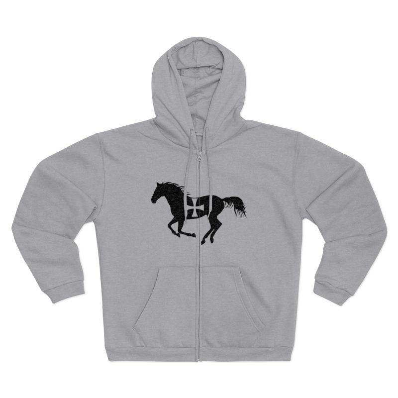 Sudadera capucha con cremallera premium - Gris jaspeado claro - Cavall de Sant Joan