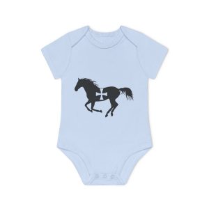 Body bebe manga corta organico - Azul empolvado - Cavall de Sant Joan