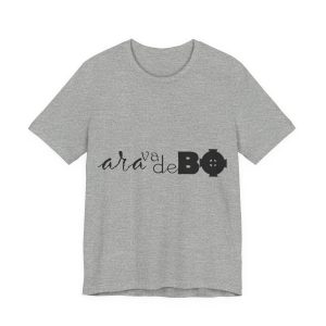 Camiseta jersey manga corta - Gris jaspeado - Camiseta unisex «Ara va de BÓ»