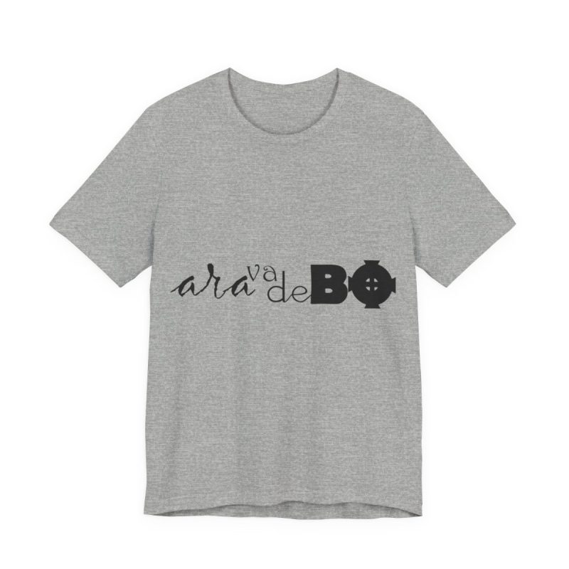 Camiseta jersey manga corta - Gris jaspeado - Camiseta unisex «Ara va de BÓ» Camiseta jersey manga corta - Gris jaspeado - Camiseta unisex «Ara va de BÓ»