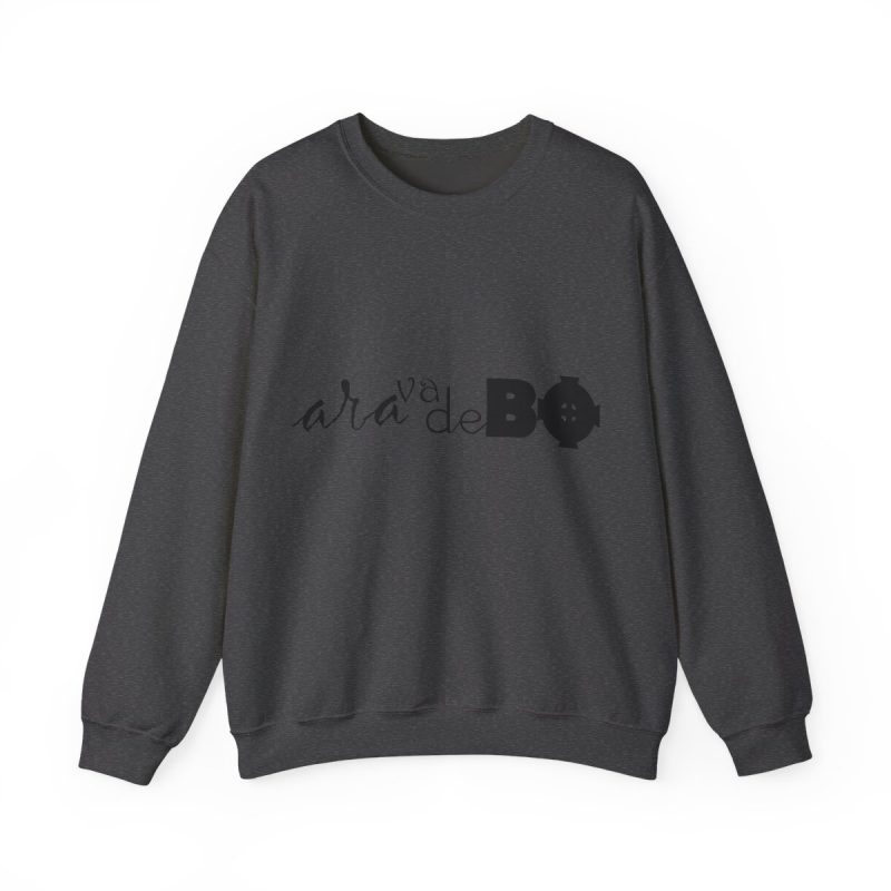 Sudadera cuello redondo - Gris oscuro jaspeado - Camiseta unisex «Ara va de BÓ»