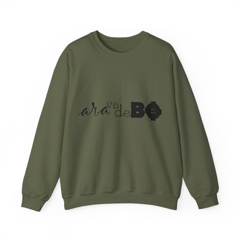 Sudadera cuello redondo - Verde militar - Camiseta unisex «Ara va de BÓ»