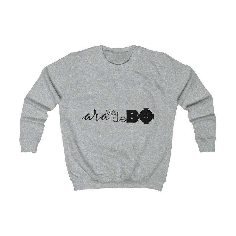 Sudadera infantil - Gris jaspeado claro - Camiseta unisex «Ara va de BÓ»