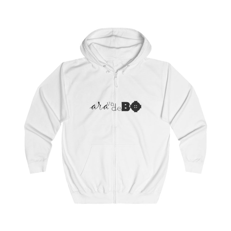 Sudadera con capucha y cremallera - Blanco artico - Camiseta unisex «Ara va de BÓ» Sudadera con capucha y cremallera - Blanco artico - Camiseta unisex «Ara va de BÓ»