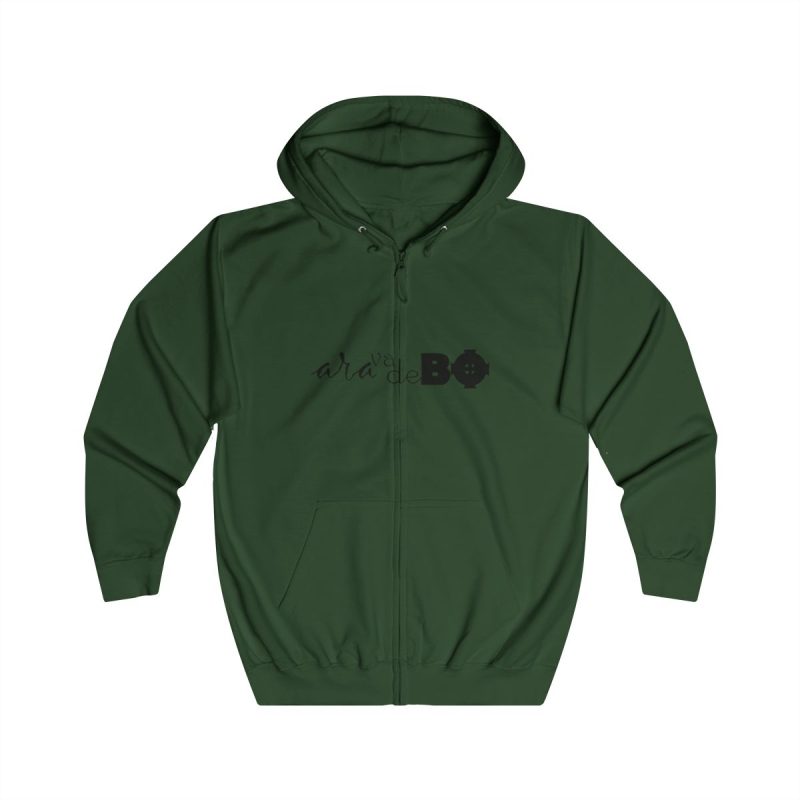 Sudadera con capucha y cremallera - Verde botella - Camiseta unisex «Ara va de BÓ»