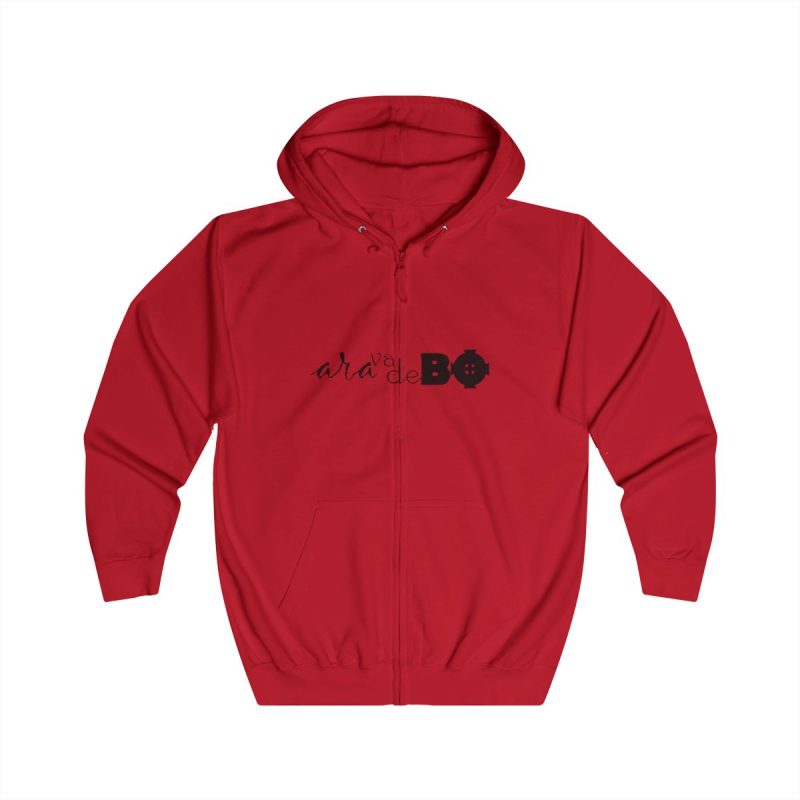 Sudadera con capucha y cremallera - Rojo fuego - Camiseta unisex «Ara va de BÓ»