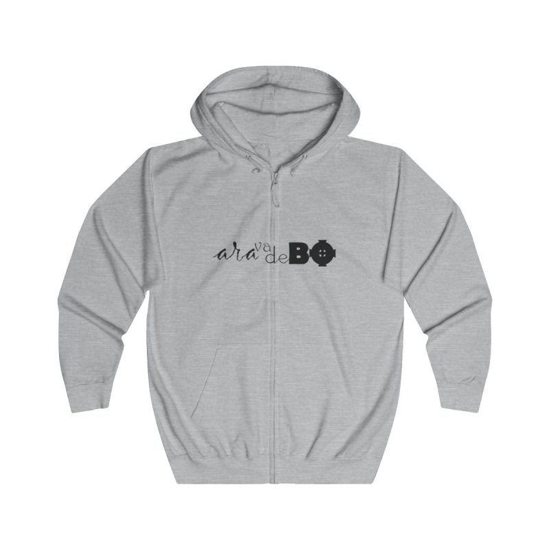 Sudadera con capucha y cremallera - Gris jaspeado claro - Camiseta unisex «Ara va de BÓ»