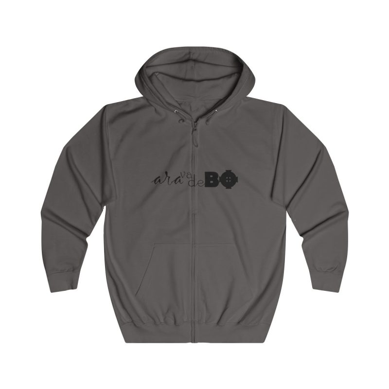 Sudadera con capucha y cremallera - Gris acero - Camiseta unisex «Ara va de BÓ»