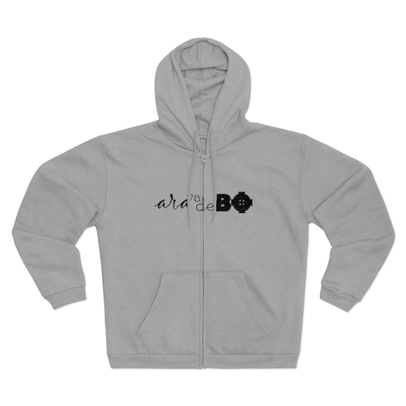 Sudadera capucha con cremallera premium - Gris jaspeado claro - Camiseta unisex «Ara va de BÓ»