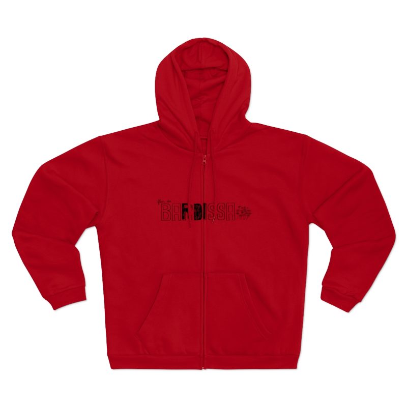 Sudadera capucha con cremallera premium - Rojo - Flor de bardissa