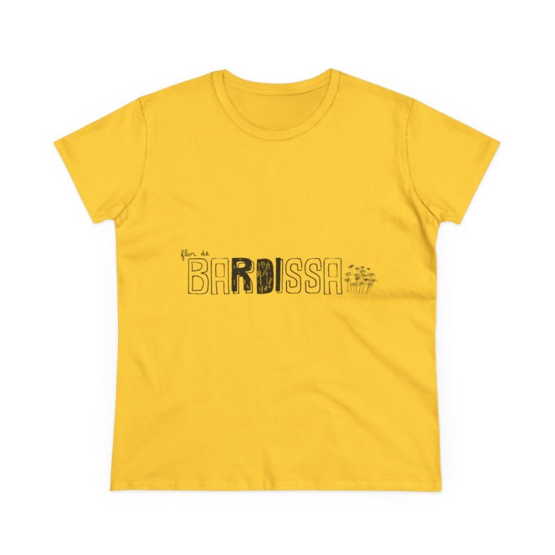 Camiseta mujer algodon medio - Amarillo margarita - Flor de bardissa Camiseta mujer algodon medio - Amarillo margarita - Flor de bardissa
