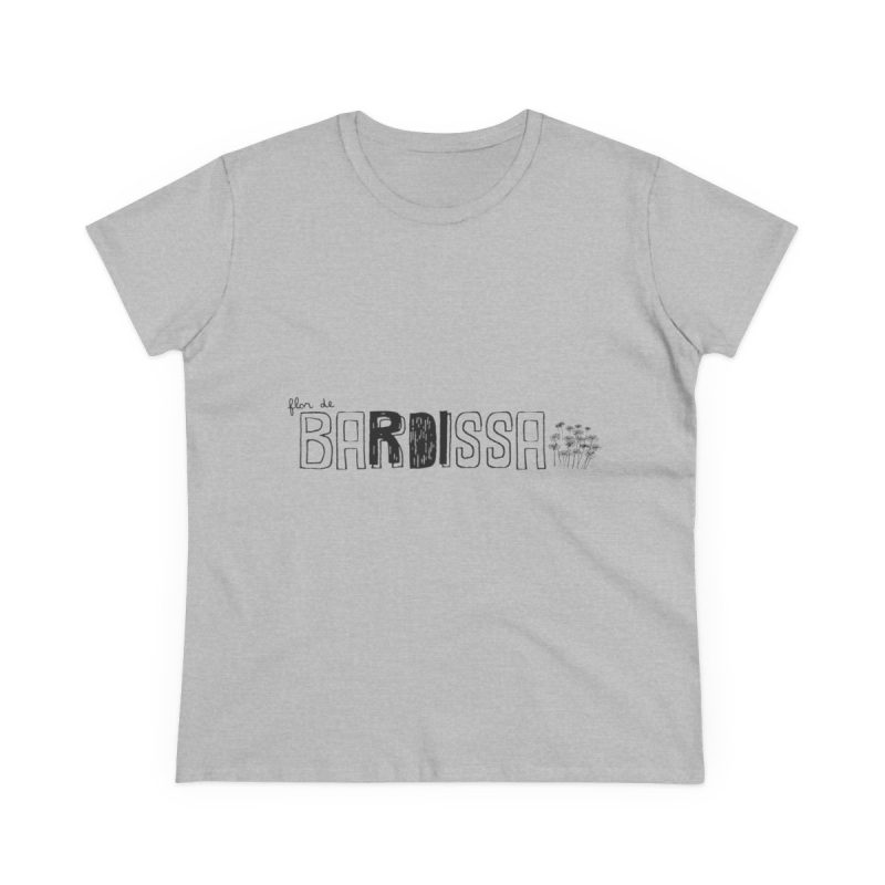 Camiseta mujer algodon medio - Gris deportivo - Flor de bardissa