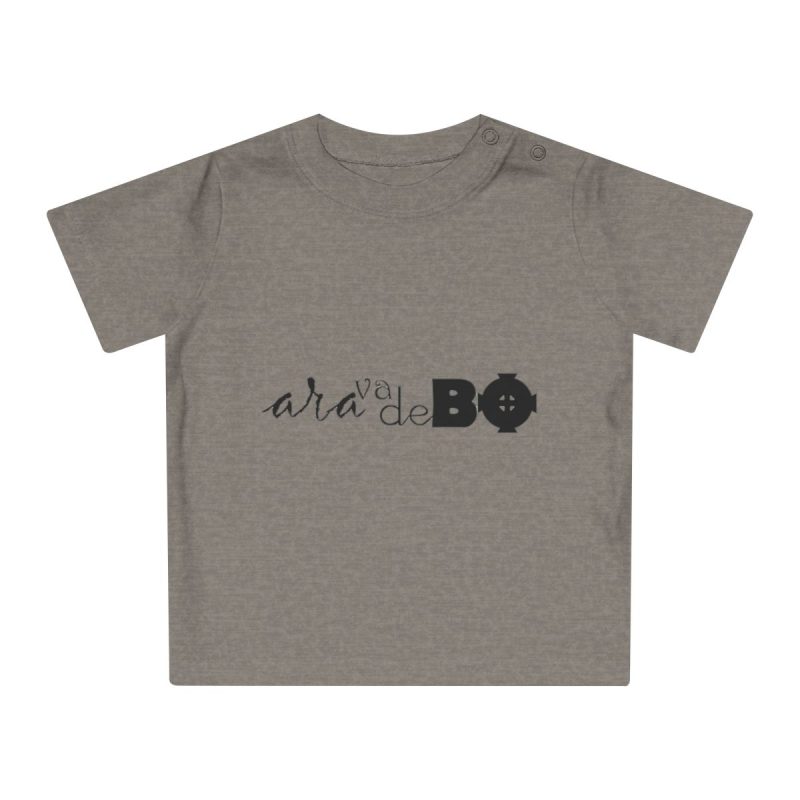Camiseta de bebe - Gris jaspeado melange - Camiseta unisex «Ara va de BÓ»