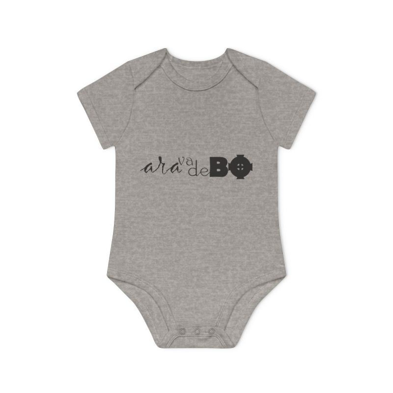 Body bebe manga corta organico - Gris jaspeado melange - Camiseta unisex «Ara va de BÓ»