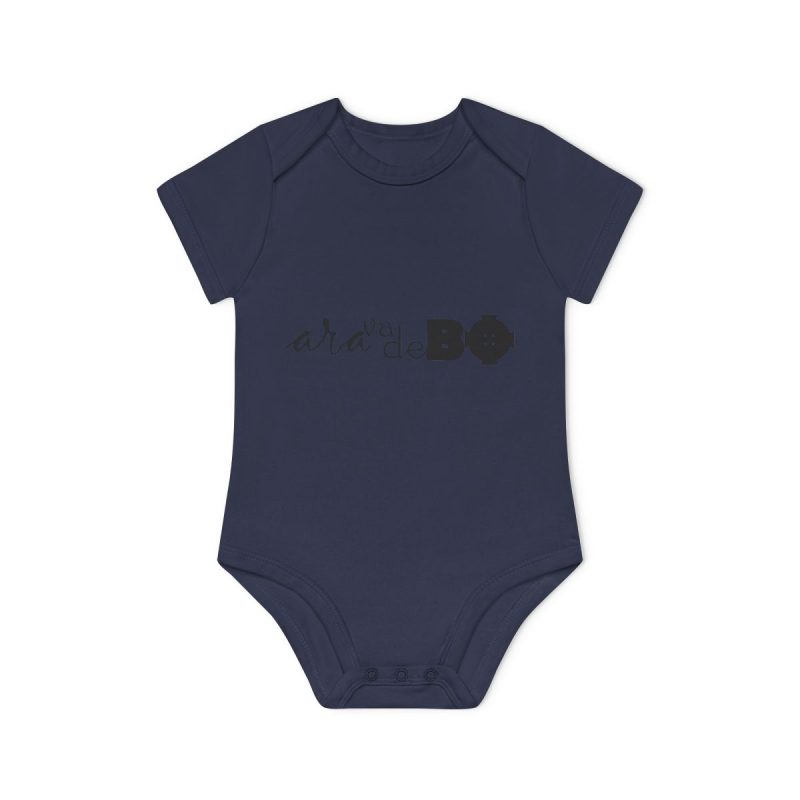 Body bebe manga corta organico - Azul marino nautico - Camiseta unisex «Ara va de BÓ»