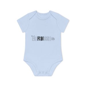 Body bebe manga corta organico - Azul empolvado - Flor de bardissa