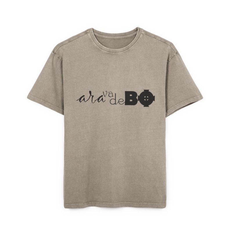 Camiseta oversize lavado acido - Caqui oscuro - Camiseta unisex «Ara va de BÓ»