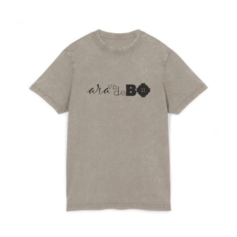 Camiseta lavado acido cuello redondo - Caqui oscuro - Camiseta unisex «Ara va de BÓ»